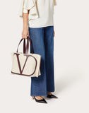 WOMEN'S VALENTINO GARAVANI SMALL VLOGO CANVAS BEACH BAG BEIGE