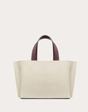 WOMEN'S VALENTINO GARAVANI SMALL VLOGO CANVAS BEACH BAG BEIGE