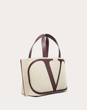 WOMEN'S VALENTINO GARAVANI SMALL VLOGO CANVAS BEACH BAG BEIGE