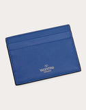 WOMEN'S VALENTINO GARAVANI ROCKSTUD CALFSKIN CARDHOLDER BALTIC BLUE