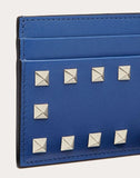 WOMEN'S VALENTINO GARAVANI ROCKSTUD CALFSKIN CARDHOLDER BALTIC BLUE