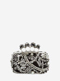 WOMEN'S ALEXANDER McQUEEN SPIDER JEWELLED FOUR RING BOX CLUTCH BLACK/CRYSTAL