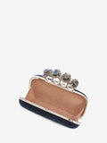 WOMEN'S ALEXANDER McQUEEN SPIDER JEWELLED FOUR RING BOX CLUTCH COLOR OLTREMARE