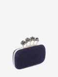 WOMEN'S ALEXANDER McQUEEN SPIDER JEWELLED FOUR RING BOX CLUTCH COLOR OLTREMARE