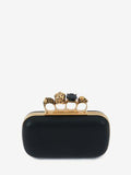 WOMEN'S ALEXANDER McQUEEN SKULL FOUR RING BOX CLUTCH BLACK