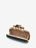 WOMEN'S ALEXANDER McQUEEN SKULL FOUR RING BOX CLUTCH BLACK