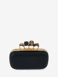WOMEN'S ALEXANDER McQUEEN SKULL FOUR RING BOX CLUTCH BLACK