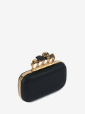 WOMEN'S ALEXANDER McQUEEN SKULL FOUR RING BOX CLUTCH BLACK