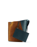 WOMEN'S LANVIN SMALL HOOK BAG DARK BEIGE / MOSS GREEN