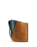 WOMEN'S LANVIN SMALL HOOK BAG DARK BEIGE / MOSS GREEN