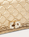 WOMEN'S VALENTINO GARAVANI SMALL ROCKSTUD SPIKE METALLIC NAPPA CHAIN BAG GOLD