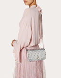 WOMEN'S VALENTINO GARAVANI SMALL ROCKSTUD SPIKE METALLIC NAPPA CHAIN BAG SILVER