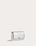 WOMEN'S VALENTINO GARAVANI SMALL ROCKSTUD SPIKE METALLIC NAPPA CHAIN BAG SILVER