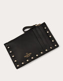 WOMEN'S VALENTINO GARAVANI ROCKSTUD CALFSKIN COIN PURSE AND CARDHOLDER BLACK