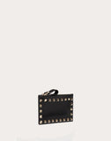 WOMEN'S VALENTINO GARAVANI ROCKSTUD CALFSKIN COIN PURSE AND CARDHOLDER BLACK