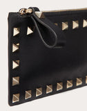 WOMEN'S VALENTINO GARAVANI ROCKSTUD CALFSKIN COIN PURSE AND CARDHOLDER BLACK