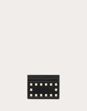 WOMEN'S VALENTINO GARAVANI ROCKSTUD CALFSKIN CARDHOLDER BLACK