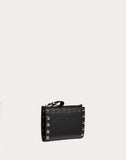WOMEN'S VALENTINO GARAVANI ROCKSTUD CALFSKIN COIN PURSE AND CARDHOLDER BLACK