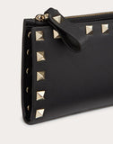 WOMEN'S VALENTINO GARAVANI ROCKSTUD CALFSKIN COIN PURSE AND CARDHOLDER BLACK