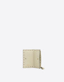 WOMEN'S VALENTINO GARAVANI ROCKSTUD CALFSKIN COIN PURSE AND CARDHOLDER LIGHT IVORY