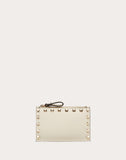 WOMEN'S VALENTINO GARAVANI ROCKSTUD CALFSKIN COIN PURSE AND CARDHOLDER LIGHT IVORY