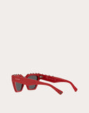 MEN'S VALENTINO GARAVANI SQUARED FRAME ACETATE SUNGLASSES RED