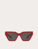 MEN'S VALENTINO GARAVANI SQUARED FRAME ACETATE SUNGLASSES RED