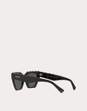 MEN'S VALENTINO SQUARED FRAME ACETATE SUNGLASSES BLACK