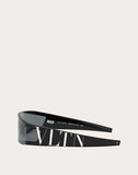 MEN'S VALENTINO VLTN WRAP SHIELD ACETATE SUNGLASSES BLACK