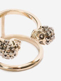 WOMEN'S ALEXANDER McQUEEN TWIN SKULL DOUBLE RING LIGHT GOLD