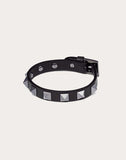 MEN'S VALENTINO GARAVANI ROCKSTUD LEATHER BRACELET WITH RUTHENIUM STUDS BLACK