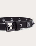 MEN'S VALENTINO GARAVANI ROCKSTUD LEATHER BRACELET WITH RUTHENIUM STUDS BLACK