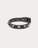 MEN'S VALENTINO GARAVANI ROCKSTUD LEATHER BRACELET WITH RUTHENIUM STUDS MILITARY GREEN