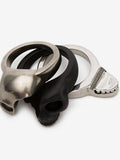 MEN'S ALEXANDER McQUEEN TEXTURED SKULL RING PALE SILVER