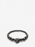 MEN'S ALEXANDER McQUEEN SKULL MULTI BEADED BRACELET SILVER