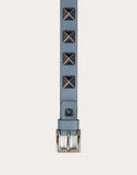 MEN'S VALENTINO GARAVANI ROCKSTUD LEATHER BRACELET WITH RUTHENIUM STUDS GREY
