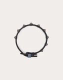 MEN'S VALENTINO GARAVANI ROCKSTUD LEATHER BRACELET WITH RUTHENIUM STUDS GREY