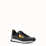MEN'S FENDI SNEAKER Black and yellow leather lace-up