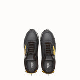MEN'S FENDI SNEAKER Black and yellow leather lace-up