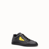 MEN'S FENDI SNEAKER Black and yellow leather low-tops