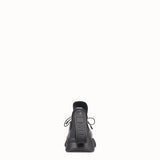 MEN'S FENDI SNEAKER Black technical knit fabric high-tops