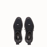 MEN'S FENDI SNEAKER Black technical knit fabric high-tops