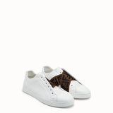 MEN'S FENDI White leather slip-ons