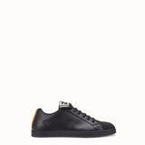 MEN'S FENDI SNEAKER Black mesh and leather low-tops