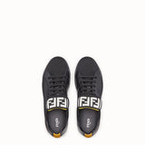 MEN'S FENDI SNEAKER Black mesh and leather low-tops