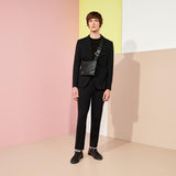 MEN'S FENDI SNEAKER Black mesh and leather low-tops