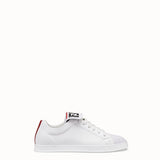 MEN'S FENDI White mesh and leather low-tops