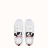 MEN'S FENDI White mesh and leather low-tops