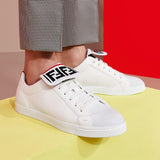 MEN'S FENDI White mesh and leather low-tops
