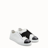 MEN'S FENDI White leather slip-ons